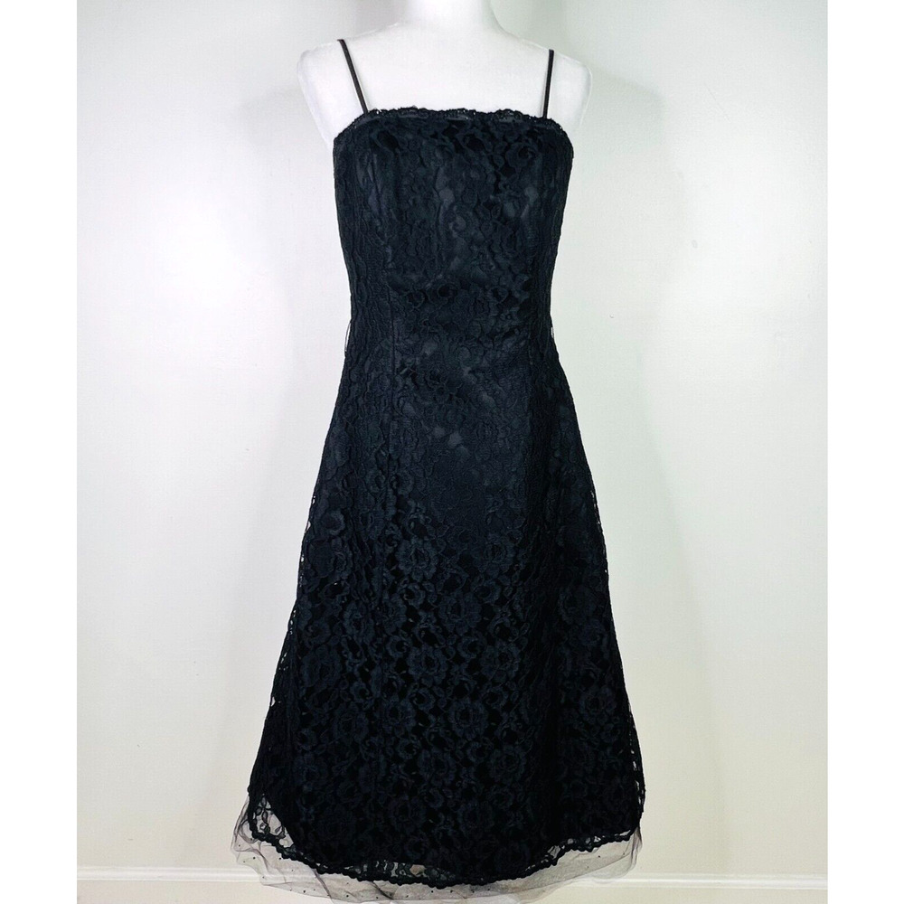 Mori Lee by Madeline Gardner Dress Sz‎ 13/14 Fit 10/12 Black Floral Lace No Belt
